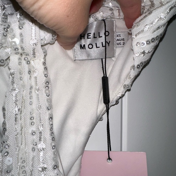 Hello molly white sparkle cutout midi dress, tags on, XS - Picture 3 of 3